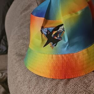 Sharks San Jose Colorful Shark Bucket Hat Reverseable